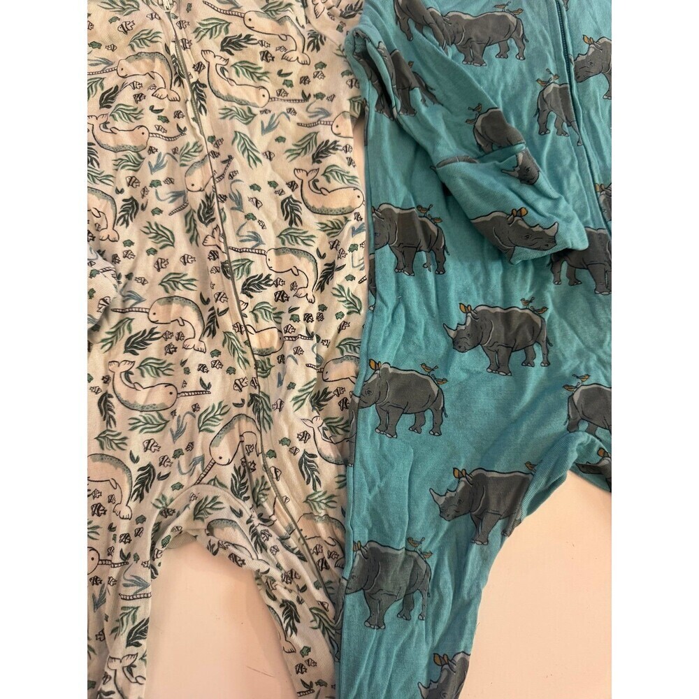 Free Birdees Bamboo Coveralls 3-6 Months Bundle Rhino Safari & Narwhal Print - Picture 3 of 6